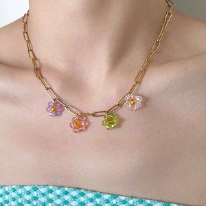 3/$30 Colorful Beaded Flower Dainty Y2K Necklace Choker